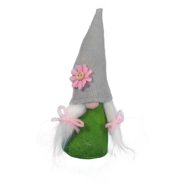 Vårdekorativ pyssling med flätor och grå hatt 17 cm