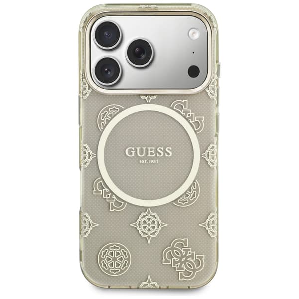 Guess IML Peony Dot MagSafe-etui til iPhone 17 Pro i beige
