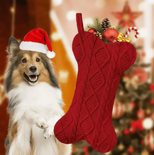 Julbenformad hundstrumpa för presenter tröjamönster (röd)