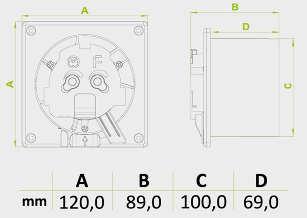 dRim 100 S Standard Ventilator Rød Blank Glas Ventilator Plus Panel Sæt