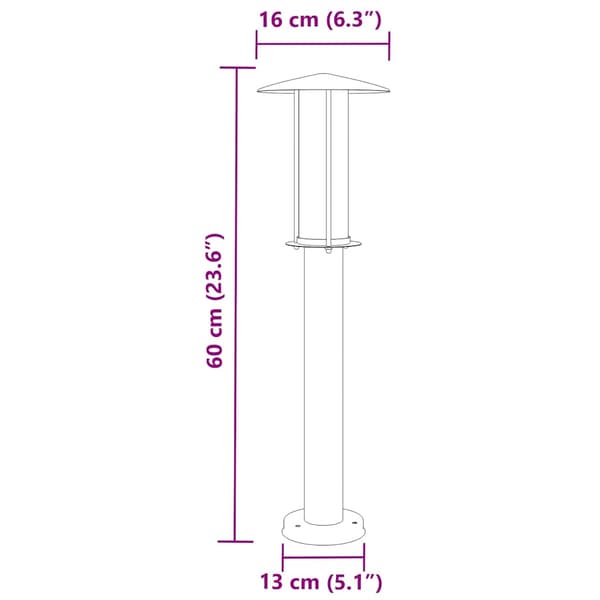 vidaXL havelampe sort 60 cm rustfrit stål