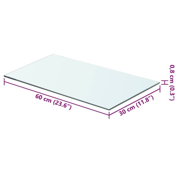 vidaXL Glashylla, klar panel, 60x30 cm