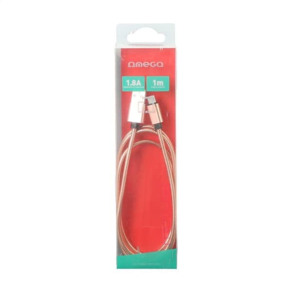 OMEGA METALKABEL MICRO USB TIL USB 1.8A 1M ROSAGOLD [44207]
