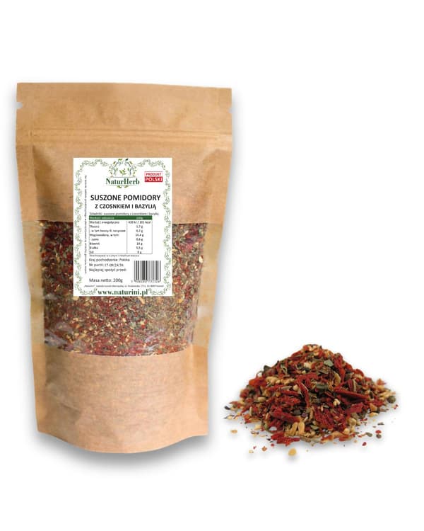TORKADE TOMATER MED VITLÖK OCH BASILIKA, LÄCKER, 1 KG