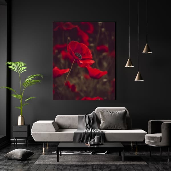 Canvastavla Botanik Röda Vallmo 60x100 cm