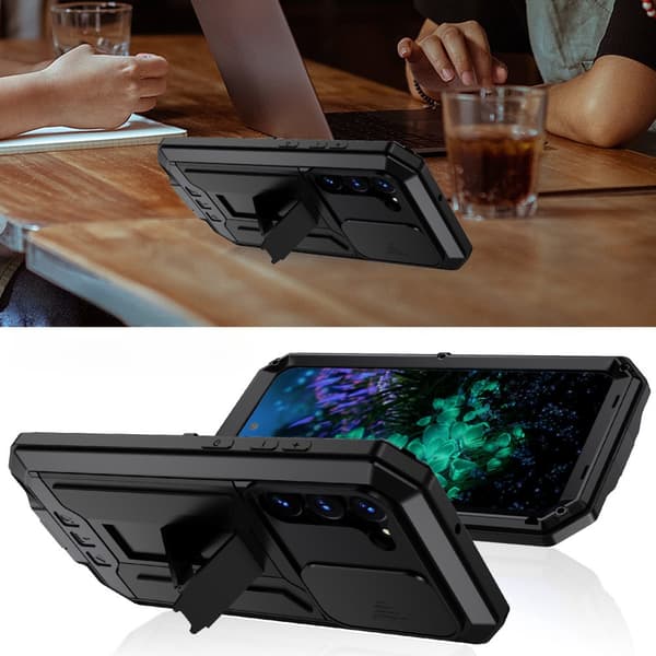 Pansret cover til Samsung Galaxy S23 Plus, R-JUST CamShield Slide, sort