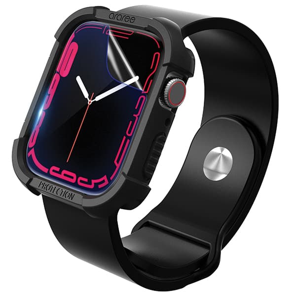 Araree Flexield -kotelo Apple Watch 45 mm:lle, musta