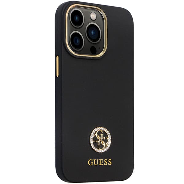 Guess Silikone Logo Strass 4G Etui til iPhone 13 Pro / 13, Sort