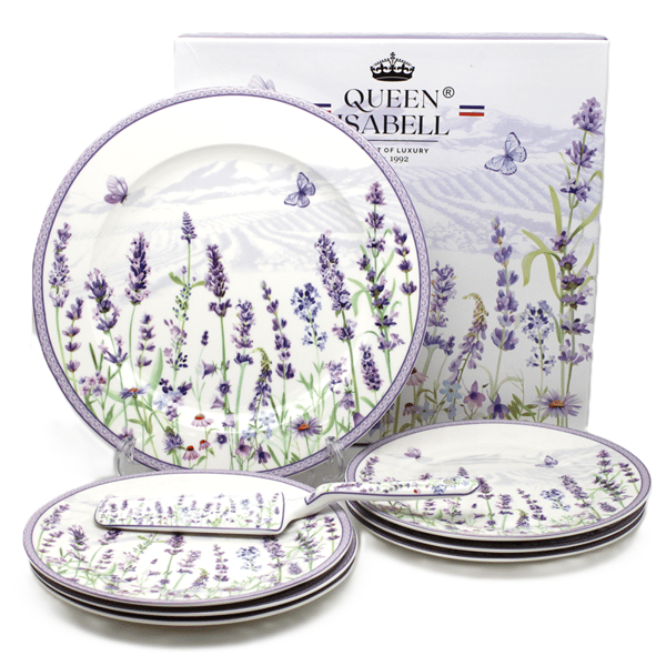 Porslinstallrikar med spatel i presentask, Lavender-kollektionen