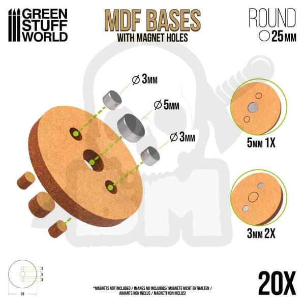 GSTU366330 MDF Rund Base 25mm Pakke 20