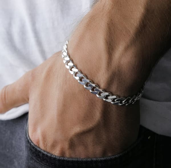 Herrearmbånd i sølv 925 sølv Armor 5mm diamantbelagt FULD