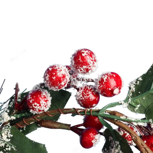Julekrans med røn og snedækkede grangrene 20 cm