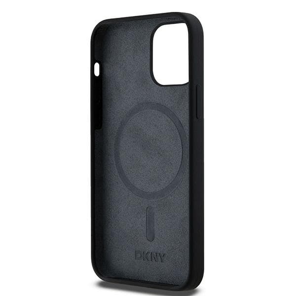 DKNY Liquid Silicone Hvidt Trykt Logo MagSafe-cover til iPhone 12/12 Pro, Sort