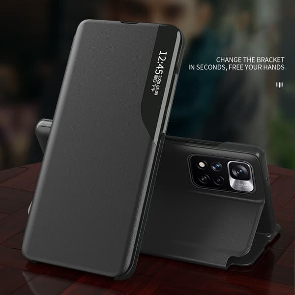 Window View-cover til Xiaomi Poco M4 Pro 5G / Redmi Note 11S 5G, sort
