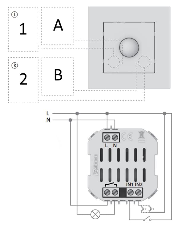 Simon 55 Rörelsesensor med Relä 16A Infälld Matt Svart