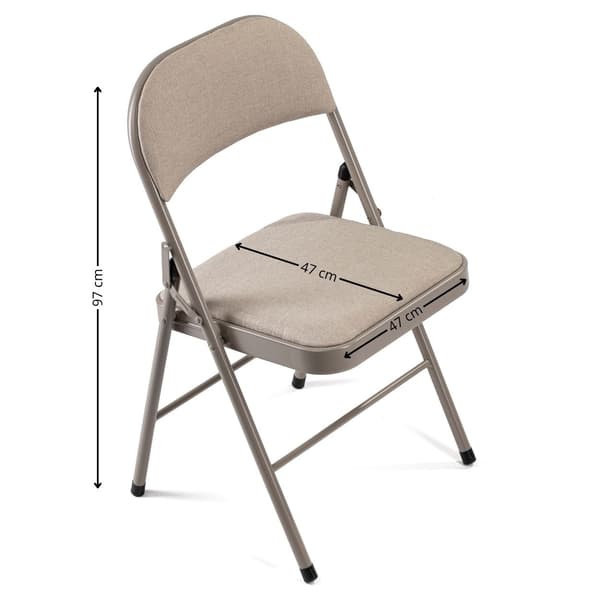 Hopfällbar metallstol med beige klädsel