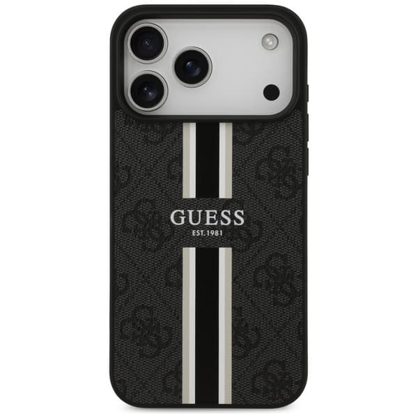 Guess 4G Printed Stripes MagSafe-etui til iPhone 17 Pro Max, sort