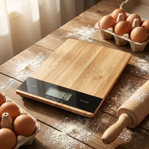 Bambu köksvåg elektronisk precision 5kg 1g trä touch
