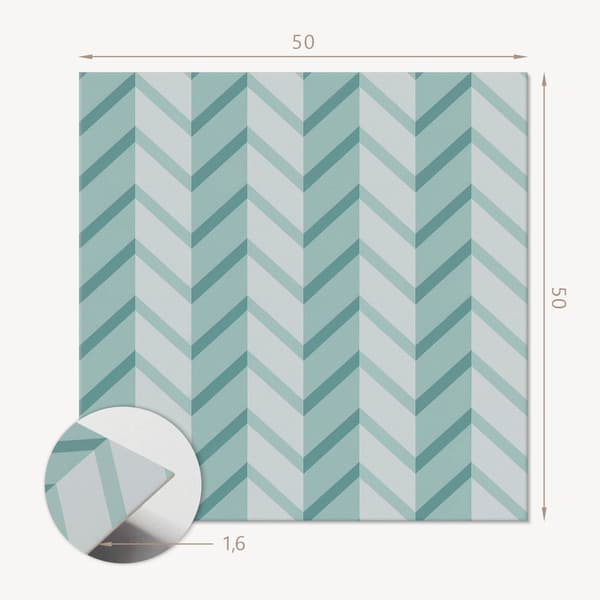 Selvklæbende vinylfliser til entre, zigzag-striber, 4x50x50 cm