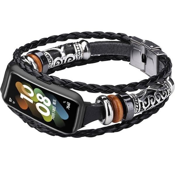 Nahkaranneke Huawei Band 7:lle, musta