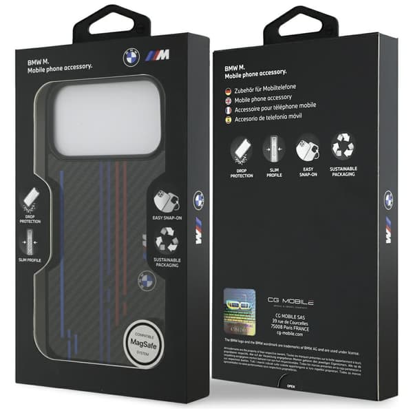 BMW M Kevlar Lines & Logo MagSafe-cover til iPhone 17 Pro Max, sort