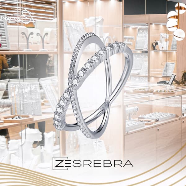 Sølv dobbelt ring 925 sølv størrelse 12 infinity zirkoner