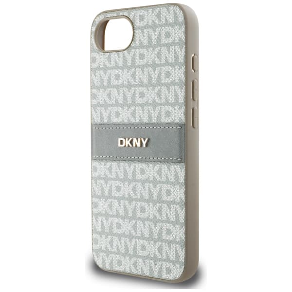 DKNY Repeat Texture Pattern med Tonal Stripe-skal till iPhone 16e, beige