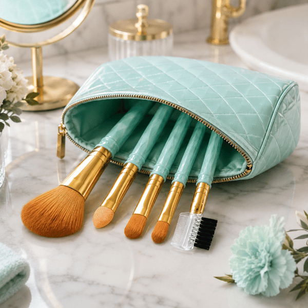 Sæt med multifunktionelle kosmetiske makeupbørster, mintgrøn