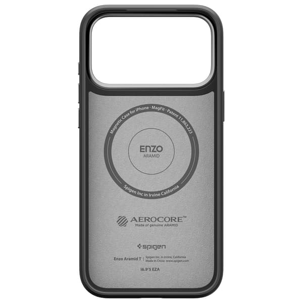 Spigen Enzo Aramid "T" Mag MagSafe-etui til iPhone 17 Pro Max Sort Sølv