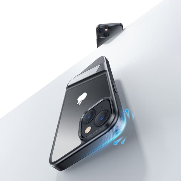 Hårdt cover med gelramme og indbygget stativ til iPhone 14 Plus, sort