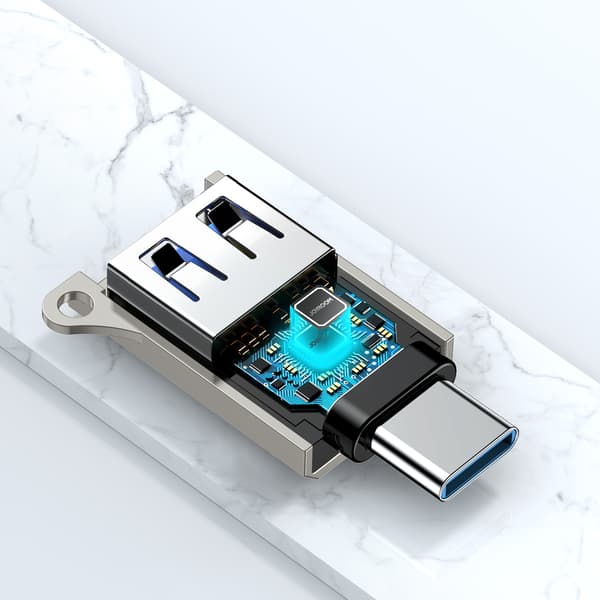 USB-C (han) til USB-A (hun) adapter med snørehul - sølv