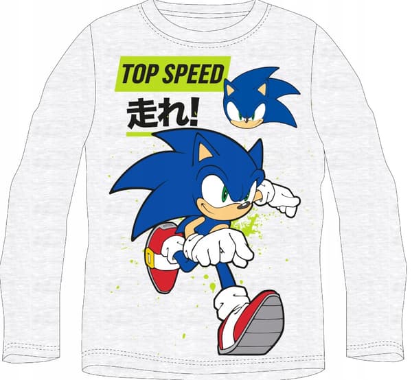 Sonic langærmet bluse til drenge i bomuld grå 134