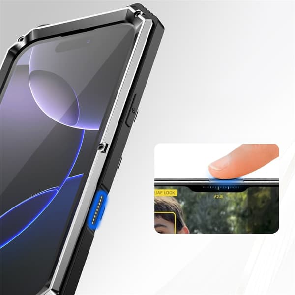 Pansret cover til iPhone 17 Pro, R-JUST, med stativ, sølv