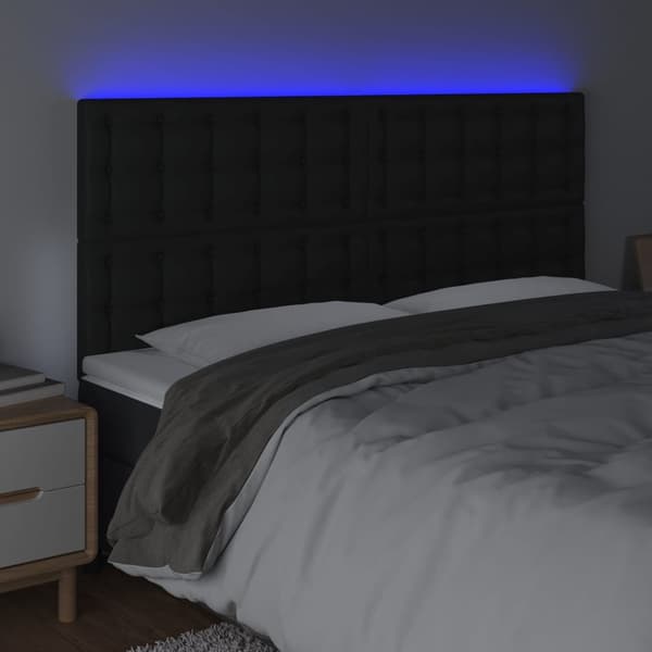 vidaXL Hovedgærde til seng sort 180x5x118/128 cm kunstlæder