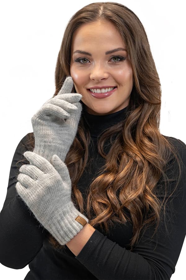 Vivisence 7014R beige melerade UNI stickade handskar