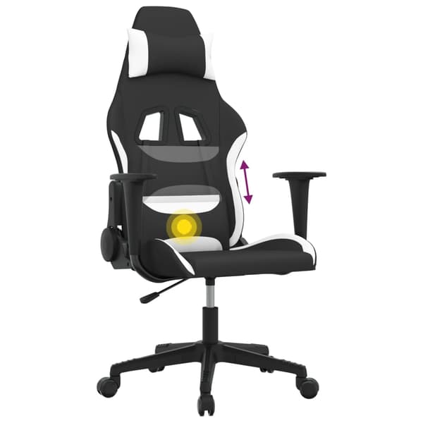 vidaXL massage-gamingstol sort og hvid stof