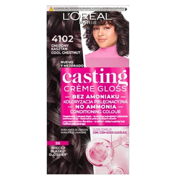 Loreal Casting Creme Gloss hårfarve - 4102 Cool Chestnut (48 ml, 72 ml, 60 ml)
