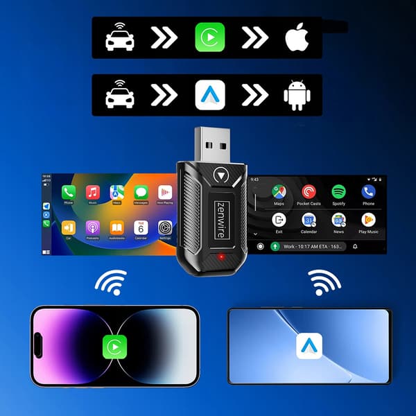 Miniadapteri Carplay Android Auto Langaton CarLink Audio USB USB-C 10m Zenwire M30