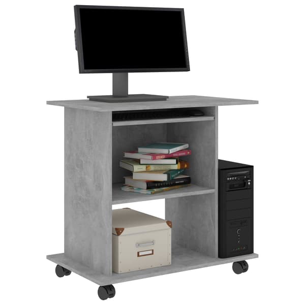 vidaXL computerbord betongrå 80x50x75 cm spånplade