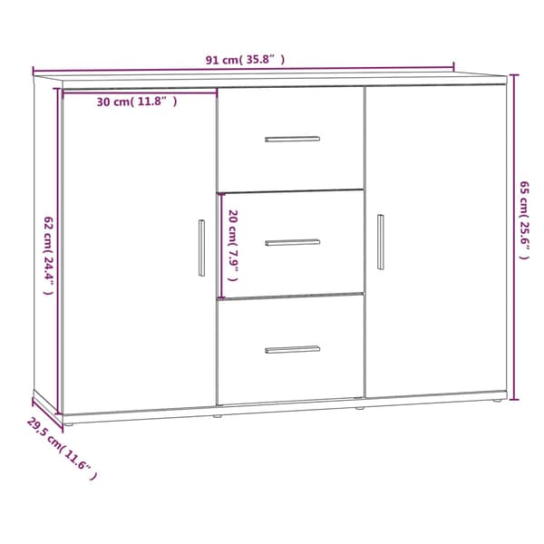 vidaXL skab, sort, 91x29,5x65 cm, træbaseret materiale