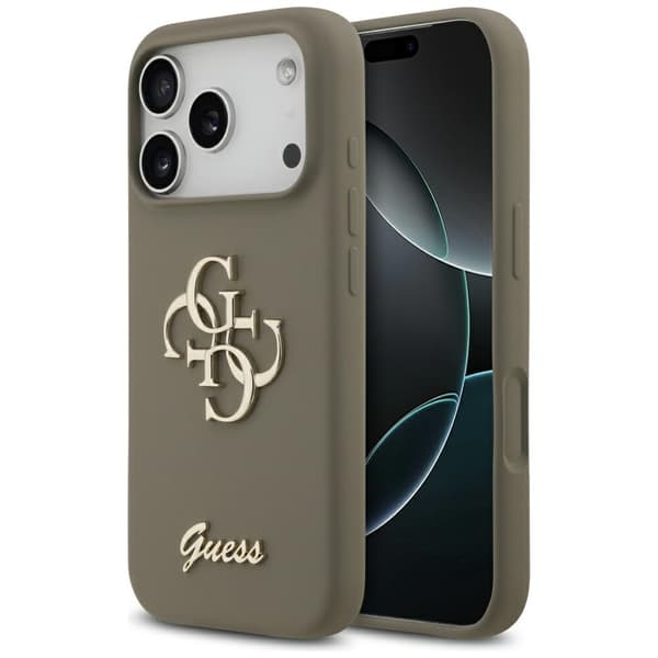 Guess Silikone Stort 4G Script-cover til iPhone 17 Pro Max Brun