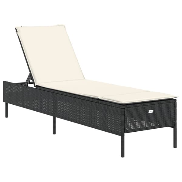 vidaXL liggestol med hynde, sort, polyrattan