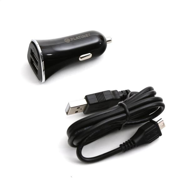 PLATINET BILOPLADER 3xUSB 5.4A 27W + MICRO USB KABEL 1M SORT [43721]