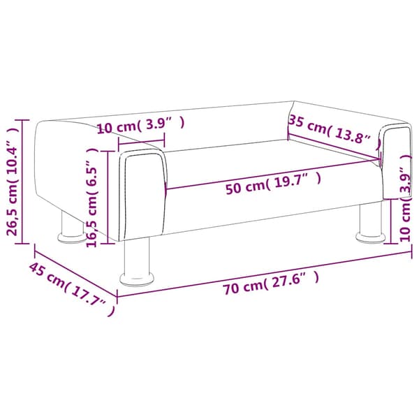 vidaXL Barnsoffa blå 70x45x26,5 cm sammet