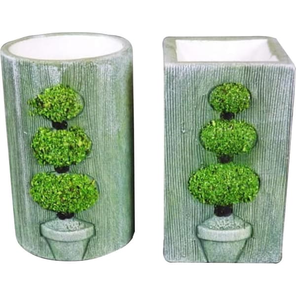 Rektangulär ljusstake med trädmotiv 12x7 cm