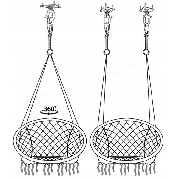 Stork's Nest gyngestol i haven, Boho, 120 cm - grå