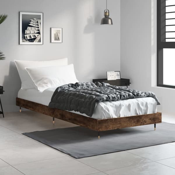 vidaXL Seng uden madras, røget eg, 75x190 cm