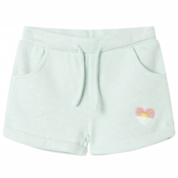 Barnshorts med dragsko, ljus mintmelerad, 140