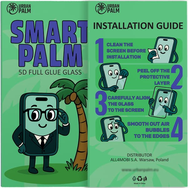 5D Full Glue Smart Palm Hærdet Glas til iPhone 15 Pro Max