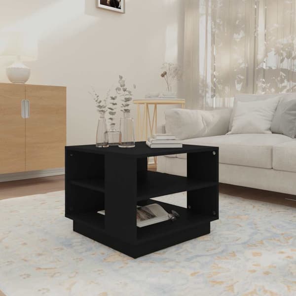 vidaXL sofabord, sort, 55x55x43 cm, træbaseret materiale